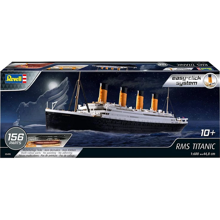 Revell 05498 RMS Titanic, Schiffsbausatz 10 Modellbausatz mit Easy-Click-System, farbige Bauteile, für Einsteiger, Mehrfarbig, 1:600/44,8 cm – Bild 2