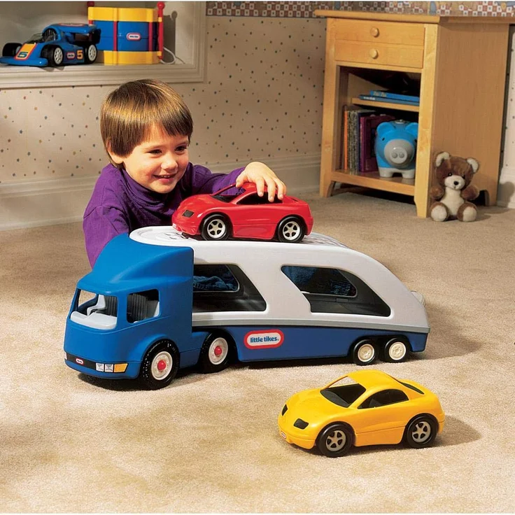Little Tikes Großer Autotransporter - Großtransporter mit 2 Sportwagen - Stunden voller Spaß - für drinnen oder draußen – Bild 7