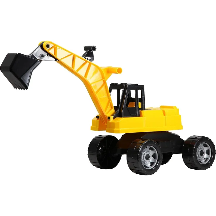 Lena 02047 Starke Riesen Bagger, Baufahrzeug ca. 80 cm, Giga Trucks Schaufelbagger mit 2 Stahlachsen, großer Spielzeugbagger in gelb und schwarz, Baggerfahrzeug für Kinder bis max. 25 kg, 70 cm - Preisvergleich – Bild 1