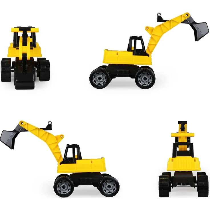 Lena 02047 Starke Riesen Bagger, Baufahrzeug ca. 80 cm, Giga Trucks Schaufelbagger mit 2 Stahlachsen, großer Spielzeugbagger in gelb und schwarz, Baggerfahrzeug für Kinder bis max. 25 kg, 70 cm - Preisvergleich – Bild 3