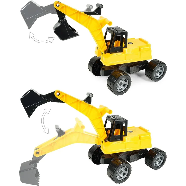Lena 02047 Starke Riesen Bagger, Baufahrzeug ca. 80 cm, Giga Trucks Schaufelbagger mit 2 Stahlachsen, großer Spielzeugbagger in gelb und schwarz, Baggerfahrzeug für Kinder bis max. 25 kg, 70 cm - Preisvergleich – Bild 2