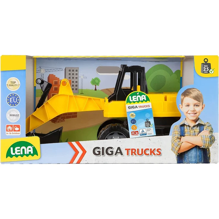 Lena 02047 Starke Riesen Bagger, Baufahrzeug ca. 80 cm, Giga Trucks Schaufelbagger mit 2 Stahlachsen, großer Spielzeugbagger in gelb und schwarz, Baggerfahrzeug für Kinder bis max. 25 kg, 70 cm - Preisvergleich – Bild 8