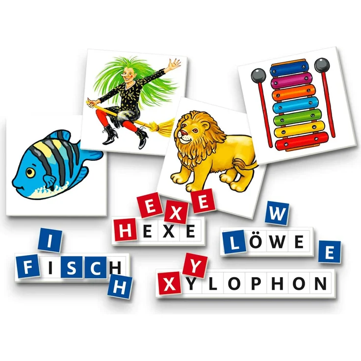 Noris 606076340 Spaß am Lesen, Kinder Lernspiel zum Lesenlernen, Wort, Bildlesekarten und Buchstabensteine für Kindergarten, 1 und 2 Schulstufe, 1-4 Spieler, ab 5 Jahren – Bild 3