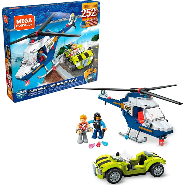 Mega Construx GLK55 - Polizeihubschrauber und Figur (252 Stück), Spielzeug ab 5 Jahren