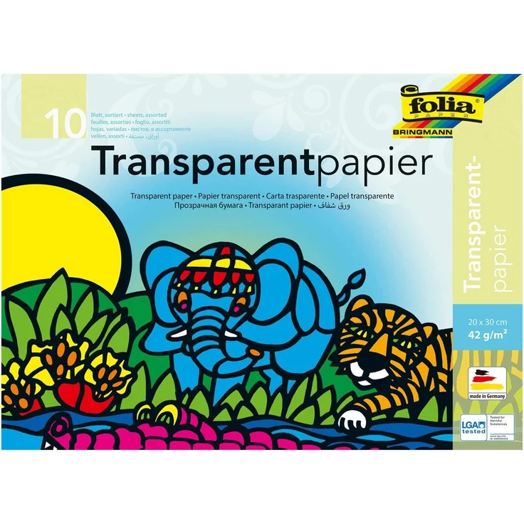 folia 888 - Transparentpapier im Heft, Drachenpapier, ca. 20 x 30 cm, 10 Blatt sortiert in 10 Farben, 42 g/qm, durchschimmernd, zum Basteln von Windlichtern, Laternen, Fensterbildern, und vielem mehr – Bild 4