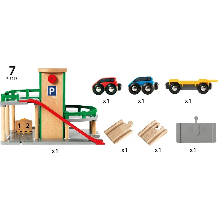 BRIO World 33204 Parkhaus, Straßen & Schienen - Eisenbahnzubehör für die BRIO Holzeisenbahn - Empfohlen für Kinder ab 3 Jahren – Bild 3
