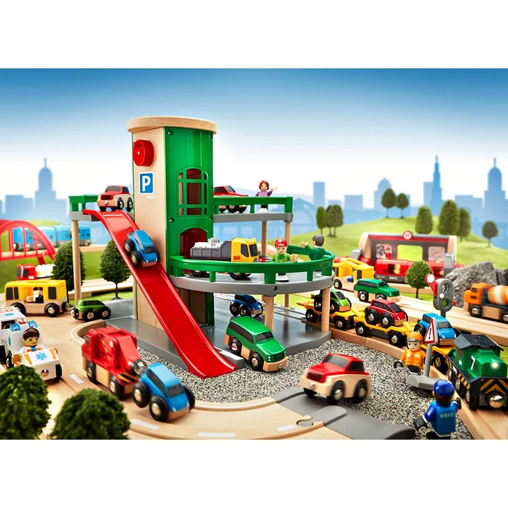 BRIO World 33204 Parkhaus, Straßen & Schienen - Eisenbahnzubehör für die BRIO Holzeisenbahn - Empfohlen für Kinder ab 3 Jahren – Bild 6