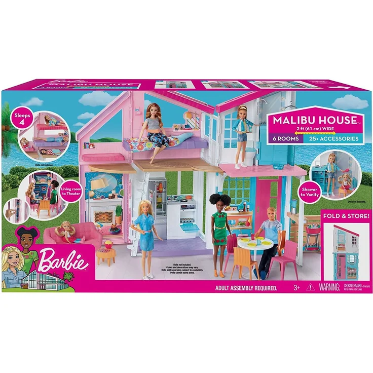 Barbie FXG57 'Malibu Haus' Puppenhaus, ab 3 Jahren, 60 cm breit, mit 25+ Zubehörteile – Bild 7