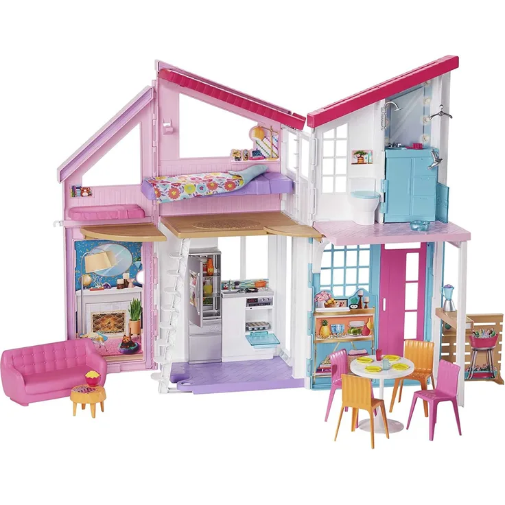Barbie FXG57 'Malibu Haus' Puppenhaus, ab 3 Jahren, 60 cm breit, mit 25+ Zubehörteile