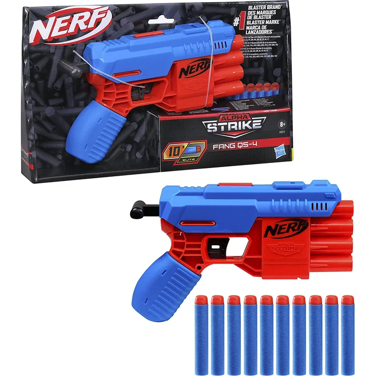 Fang QS-4 Nerf Alpha Strike Spielzeug-Blaster - inklusive zehn Nerf Elite Darts - für Kinder, Teenager, Erwachsene