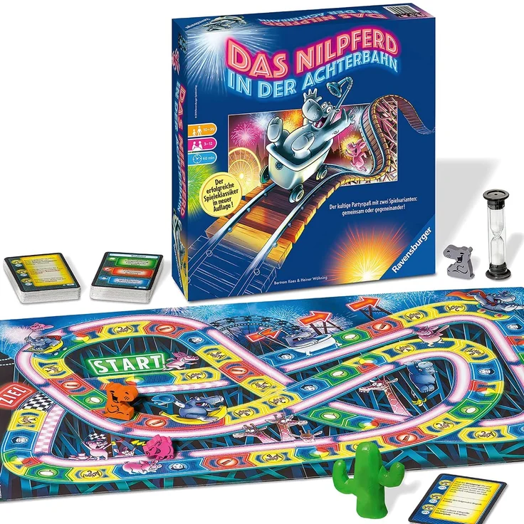Ravensburger 26772 - Nilpferd in der Achterbahn - Gesellschaftsspiel für die ganze Familie, Spiel für Erwachsene und Kinder ab 10-99 Jahren, für 3-12 Spieler - Partyspiel – Bild 1