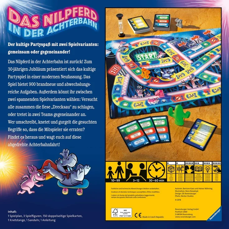 Ravensburger 26772 - Nilpferd in der Achterbahn - Gesellschaftsspiel für die ganze Familie, Spiel für Erwachsene und Kinder ab 10-99 Jahren, für 3-12 Spieler - Partyspiel – Bild 6
