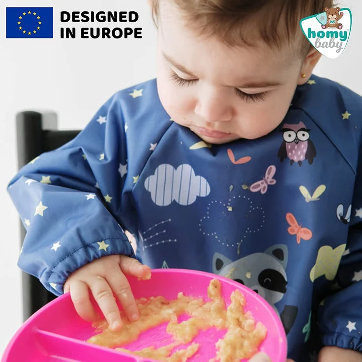 HOMYBABY® Babylätzchen - BLW-Lätzchen - Weiches, atmungsaktives, widerstandsfähiges, wasserdichtes Baby-Entwöhnungsset - Ganzkörperlätzchen aus PUL - Verstellbares Auffanglätzchen – Bild 3