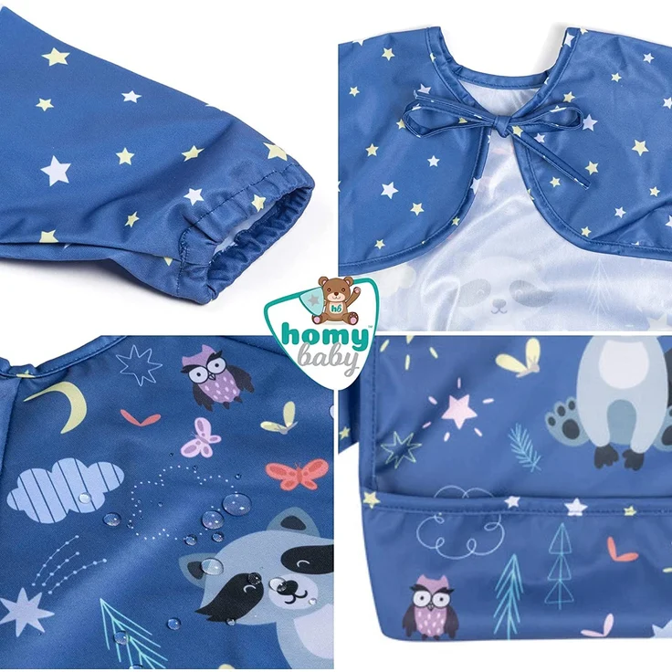 HOMYBABY® Babylätzchen - BLW-Lätzchen - Weiches, atmungsaktives, widerstandsfähiges, wasserdichtes Baby-Entwöhnungsset - Ganzkörperlätzchen aus PUL - Verstellbares Auffanglätzchen – Bild 4