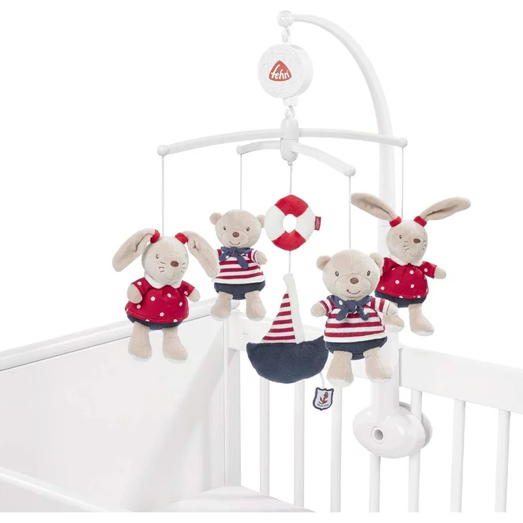 Fehn 078190 Musik-Mobile Ocean Club – Spieluhr-Mobile mit Teddys im Matrosenlook zum Lauschen & Staunen – Zum Befestigen am Bett für Babys von 0-5 Monaten – Höhe: 65 cm, ø 40 cm – Bild 5