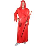 rotes Teufel Kostüm mit Teufelshörnern für Erwachsene Fetzen Kostüme rot Halloween Teufelin Herren Damen Fasching Karneval Größe M