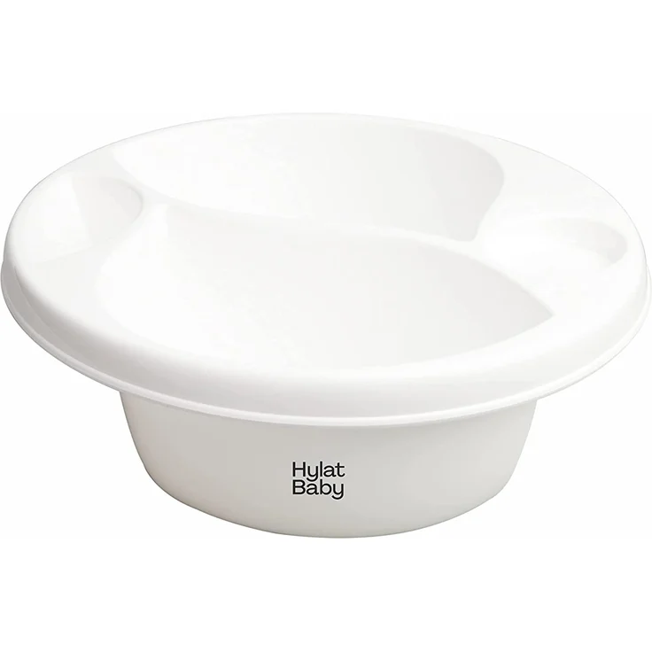 Waschschüssel Baby für Wickeltisch, 3 Kammern, zum leichten Babywaschen ab 0 Monaten, weiß, oval – Bild 1