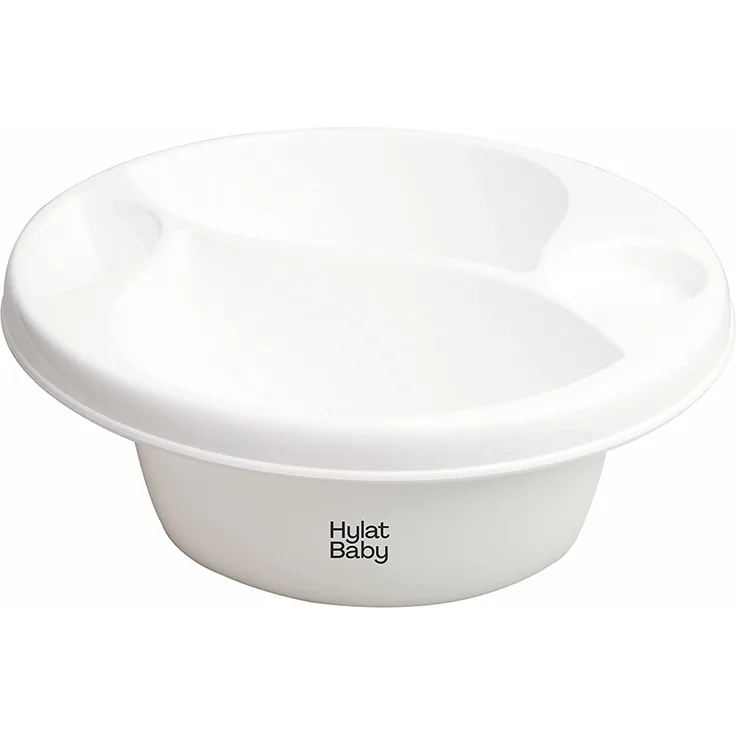Waschschüssel Baby für Wickeltisch, 3 Kammern, zum leichten Babywaschen ab 0 Monaten, weiß, oval