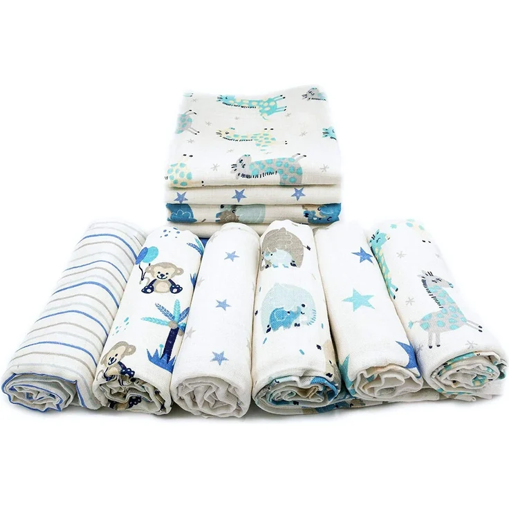 Clevere Kids Mulltücher 12er Pack | Jungs oder Mädchen | 70x80 | OEKO-TEX | made in EU (Set Jungs bedruckt) - Preisvergleich – Bild 2