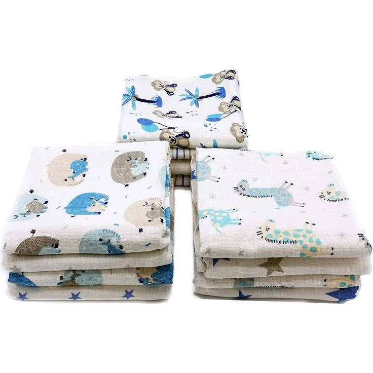 Clevere Kids Mulltücher 12er Pack | Jungs oder Mädchen | 70x80 | OEKO-TEX | made in EU (Set Jungs bedruckt) - Preisvergleich – Bild 3