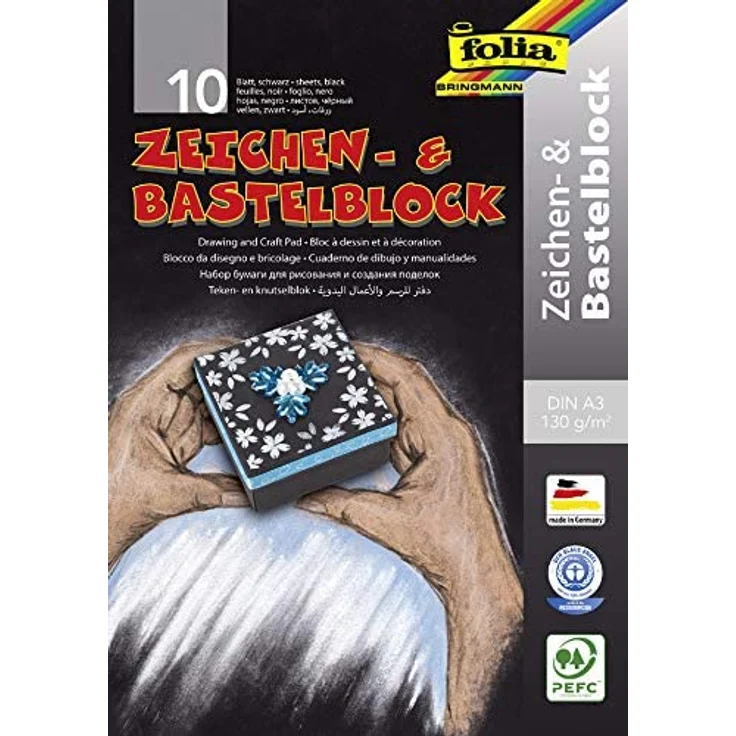 folia Zeichen- und Bastelblock, DIN A3, 130 g qm, schwarz – Bild 2