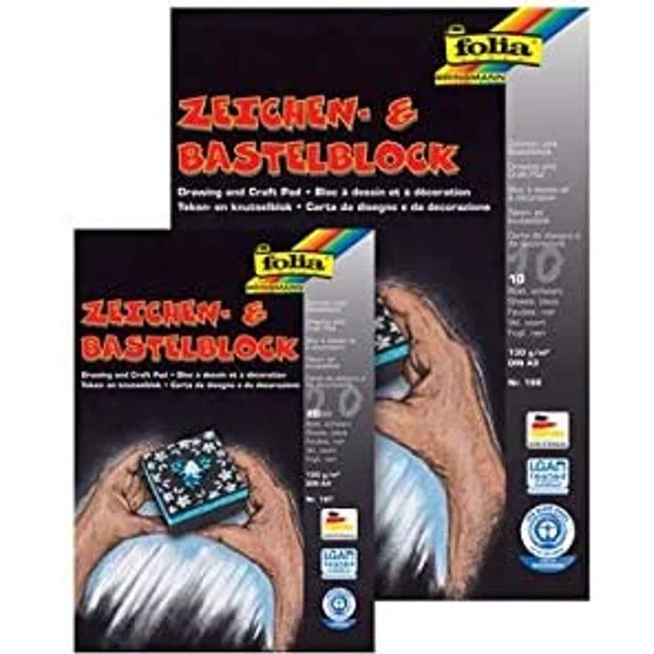 folia Zeichen- und Bastelblock, DIN A3, 130 g qm, schwarz – Bild 1