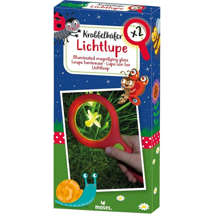 moses. 16124 Krabbelkäfer Lichtlupe | Lupe mit Licht für Kinder ab 3 Jahren | Mit 3 LEDs, Rot und Grün – Bild 4