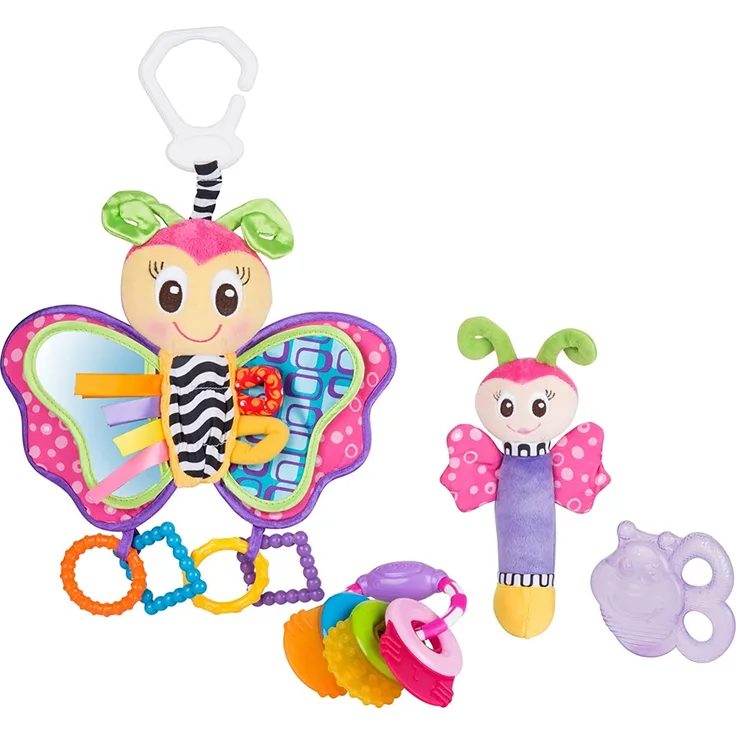 Playgro Spiel- und Beißring-Geschenkset Schmetterling, 4-teilig, Ab 0 Monaten, Mehrfarbig, 40198