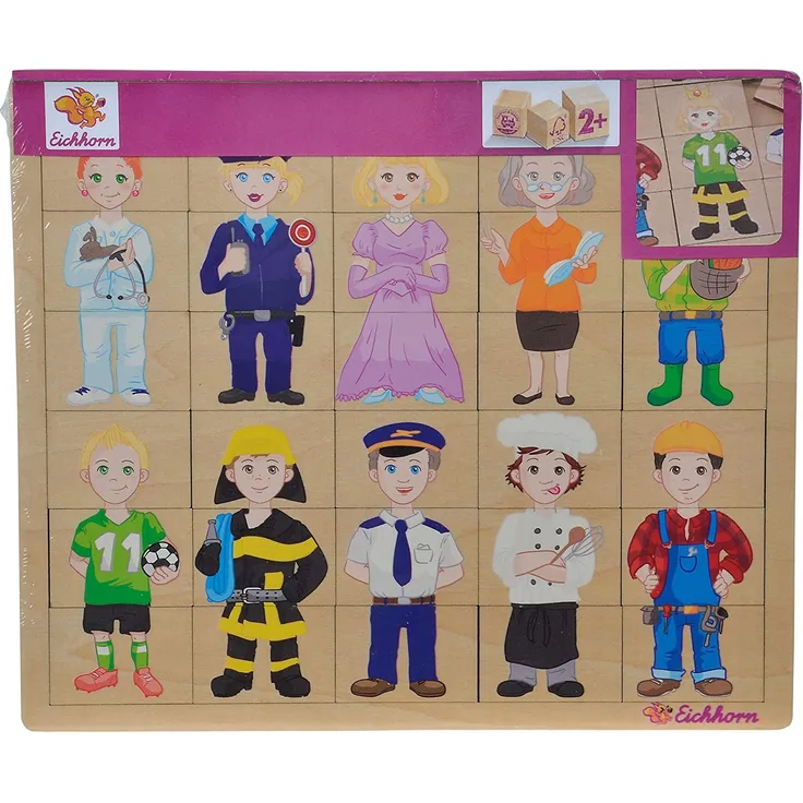 Eichhorn 100005408 - Einlegepuzzle, Mix und Match, Puzzle mit 30 Steckteilen, 26x22cm, FSC 100% Zertifiziertes Lindensperrholz