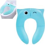 Pejoye Faltbarer Kinder Toilettensitz, Integrierter Klappbarer Universell Blau Kinder Toilettentrainer für Unterwegs Tragbar Reise WC Sitz Kleinkind Töpfchentrainer mit Aufbewahrungstüte