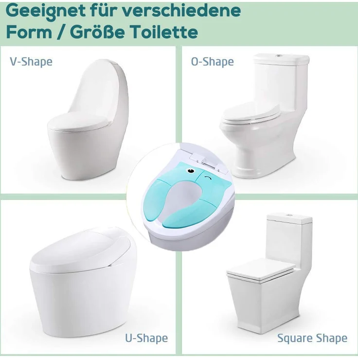 Pejoye Faltbarer Kinder Toilettensitz, Integrierter Klappbarer Universell Blau Kinder Toilettentrainer für Unterwegs Tragbar Reise WC Sitz Kleinkind Töpfchentrainer mit Aufbewahrungstüte – Bild 5