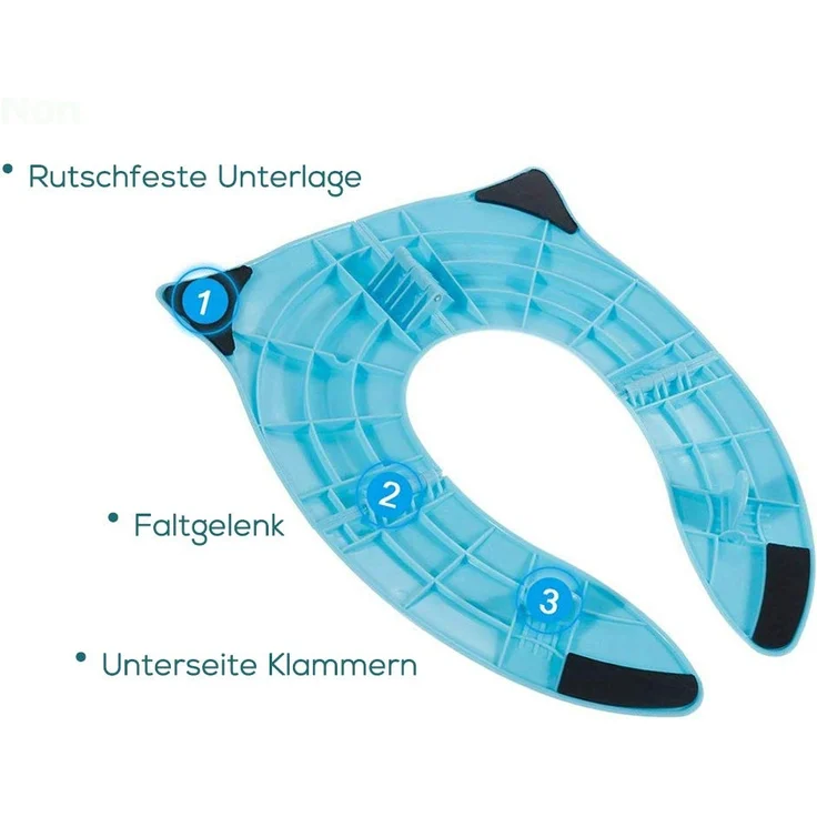 Pejoye Faltbarer Kinder Toilettensitz, Integrierter Klappbarer Universell Blau Kinder Toilettentrainer für Unterwegs Tragbar Reise WC Sitz Kleinkind Töpfchentrainer mit Aufbewahrungstüte – Bild 6