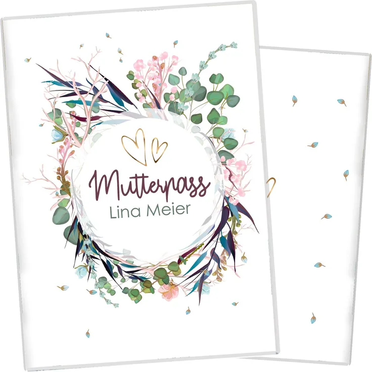 Cozy Racoon 3-teilige Mutterpasshülle für den deutschen Mutterpass | Hochwertige Hülle für deinen Mutterpass | Design Flower Party (mit Personalisierung/mit Name)