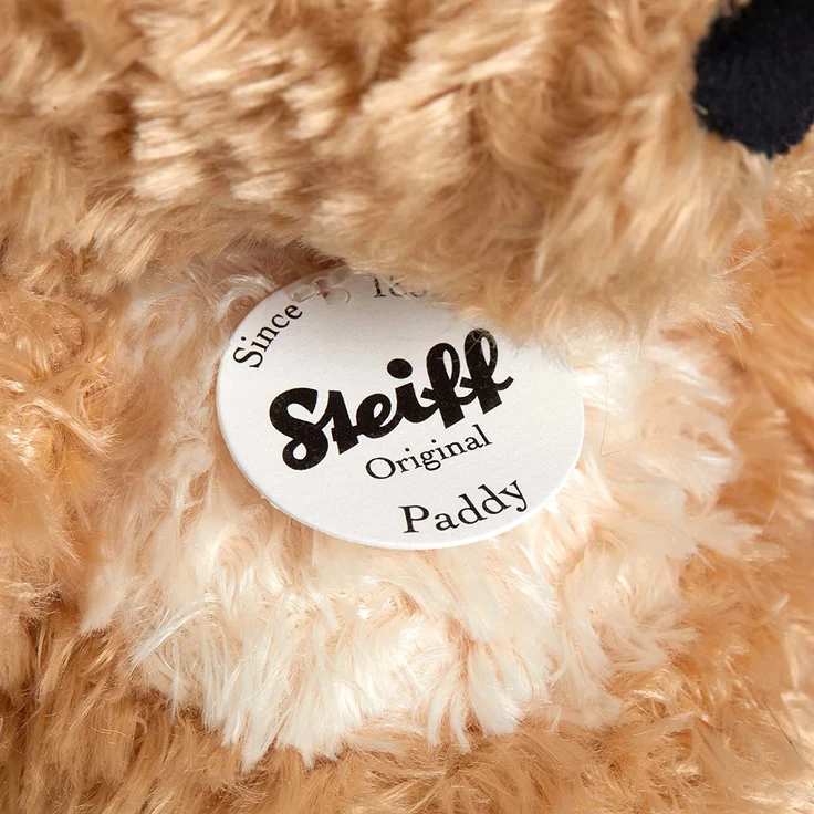 Steiff 014253 Original Plüschtier Paddy, Teddybären Kuscheltier ca. 30 cm, Markenplüsch mit Knopf im Ohr, Schmusefreund für Babys von Geburt an, Goldbraun – Bild 5