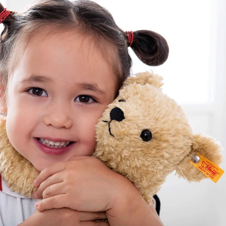 Steiff 014253 Original Plüschtier Paddy, Teddybären Kuscheltier ca. 30 cm, Markenplüsch mit Knopf im Ohr, Schmusefreund für Babys von Geburt an, Goldbraun – Bild 7