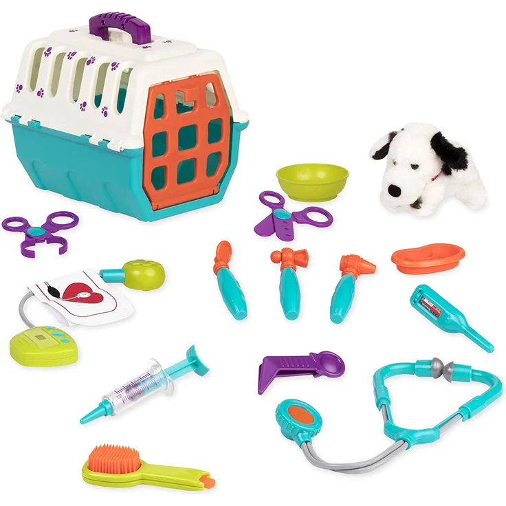 Battat Tierarztkoffer mit Dalmatiner – Tierarzt Hundekäfig Spielzeug mit Transportkäfig und Arzt Zubehör für Kinder (15 Teile) Spielzeug ab 2 Jahren – Bild 3