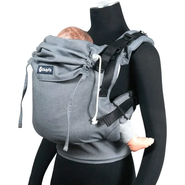 Didymos DidyFix Babytrage - Fullbuckle Tragehilfe in Graphit - für Neugeborene ab Geburt von 50-86 cm - ergonomische Sitzhaltung - Bauchtrage - Hüfttrage - Rückentrage