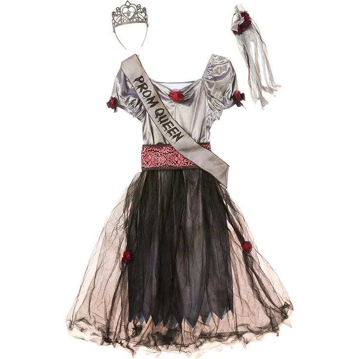 Amscan 996997 Kinderkostüm Prombie Queen, Grau, 158/164 cm