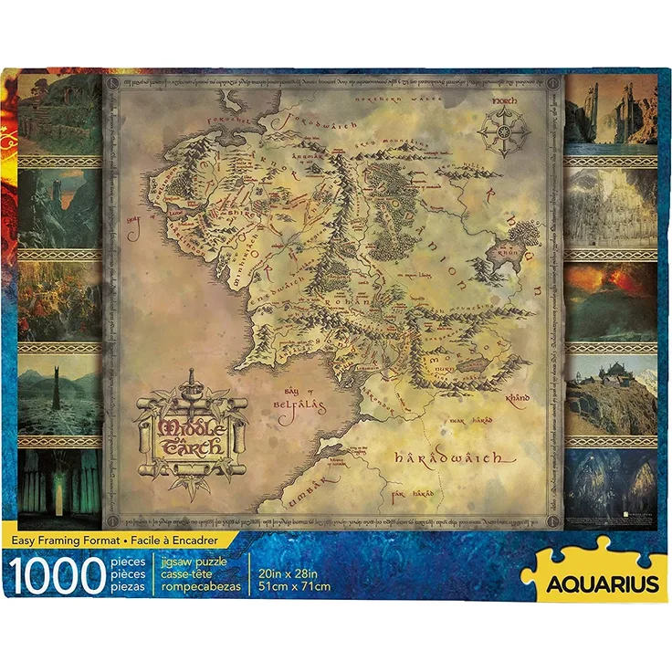 Aquarius 65370 Puzzle Herr der Ringe, Karte 1000 Teile, Mehrfarbig