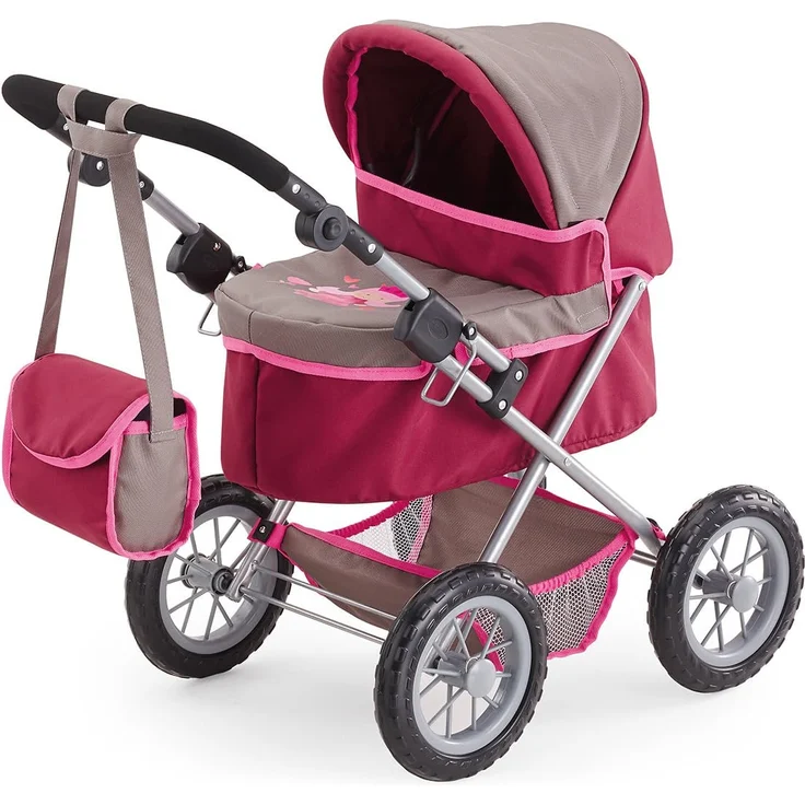 Bayer Design 1307800 Puppenwagen Trendy, höhenverstellbar, zusammenklappbar, Motiv: Prinzessin, grau/pink – Bild 1
