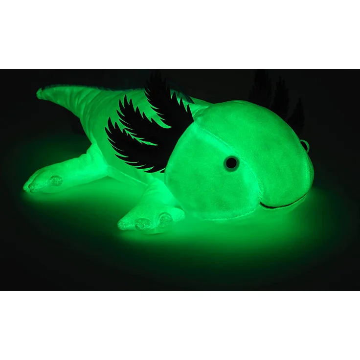 Uni-Toys - Axolotl (hellblau) - Leuchtet im Dunkeln (fluoreszierender Plüsch) - 32 cm (Länge) - Plüsch-Wassertier - Plüschtier, Kuscheltier – Bild 2