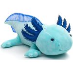 Uni-Toys - Axolotl (hellblau) - Leuchtet im Dunkeln (fluoreszierender Plüsch) - 32 cm (Länge) - Plüsch-Wassertier - Plüschtier, Kuscheltier