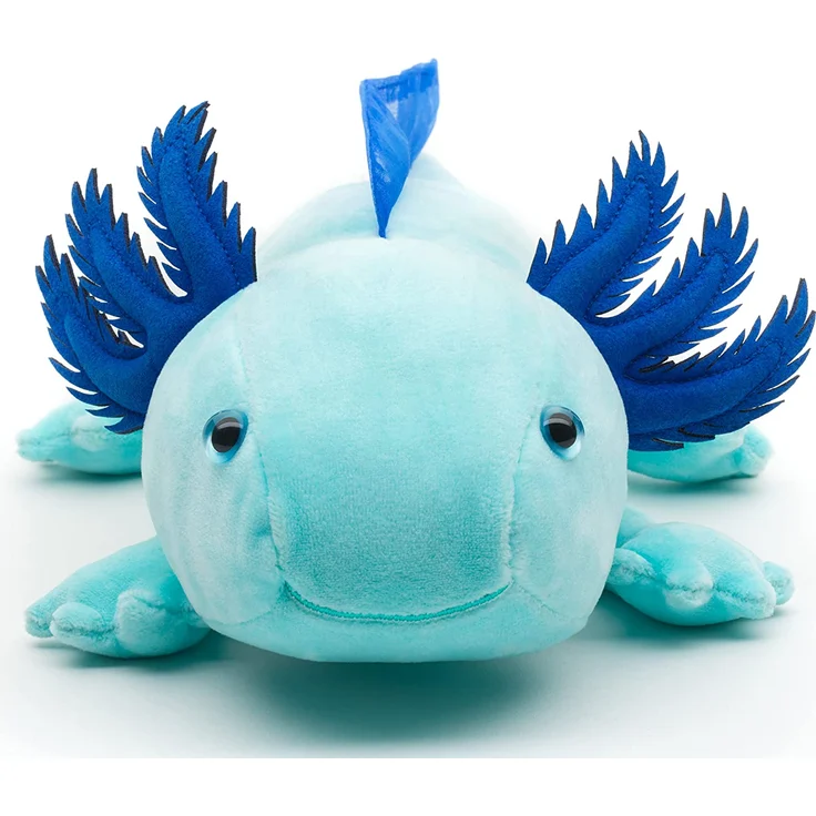 Uni-Toys - Axolotl (hellblau) - Leuchtet im Dunkeln (fluoreszierender Plüsch) - 32 cm (Länge) - Plüsch-Wassertier - Plüschtier, Kuscheltier – Bild 3