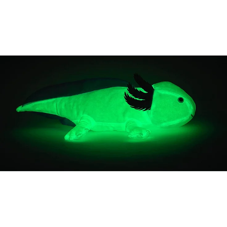 Uni-Toys - Axolotl (hellblau) - Leuchtet im Dunkeln (fluoreszierender Plüsch) - 32 cm (Länge) - Plüsch-Wassertier - Plüschtier, Kuscheltier – Bild 6