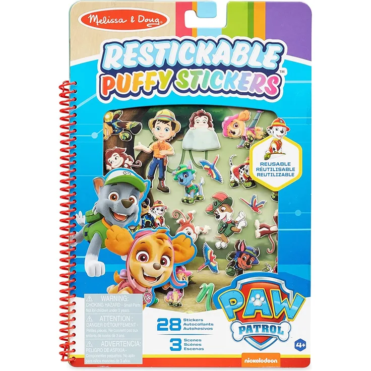 Melissa & Doug | PAW Patrol | Wiederaufklebbare, bauschige Sticker – Dschungel | 28 wiederverwendbare Sticker