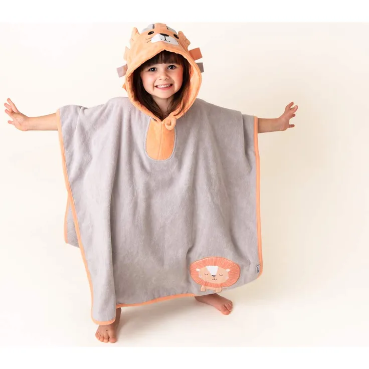 Schlummersack kuschelig weicher Badeponcho mit Kapuze - Löwe - für Jungs und Mädchen von 4-8 Jahre