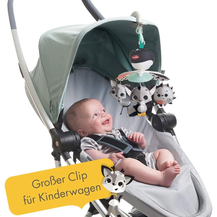 Tiny Love Baby-Mobile, Take Along Musik-Mobile für unterwegs und zuhause, Baby-Spieluhr ab der Geburt (0M+) lässt sich einfach an Babyschale und Kinderwagen befestigen, Magical Tales black & white – Bild 2