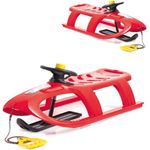 Kinderschlitten Bullet Control rot, Kunststoff, lenkbar, Kufe, Lenkrad mit Hupe