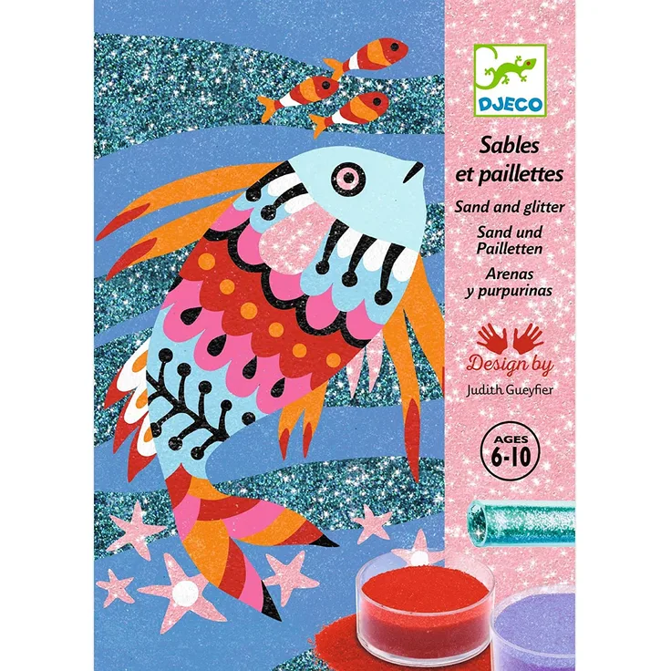 Djeco Kreativ Set Sandbilder Fish Rainbows mit Glitzersand