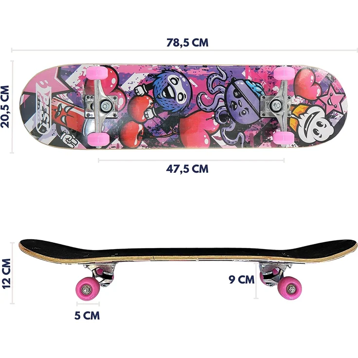 Best Sporting Skateboard Graphic, ABEC 3, max. Belastung 100 kg pink/schwarz – Bild 2